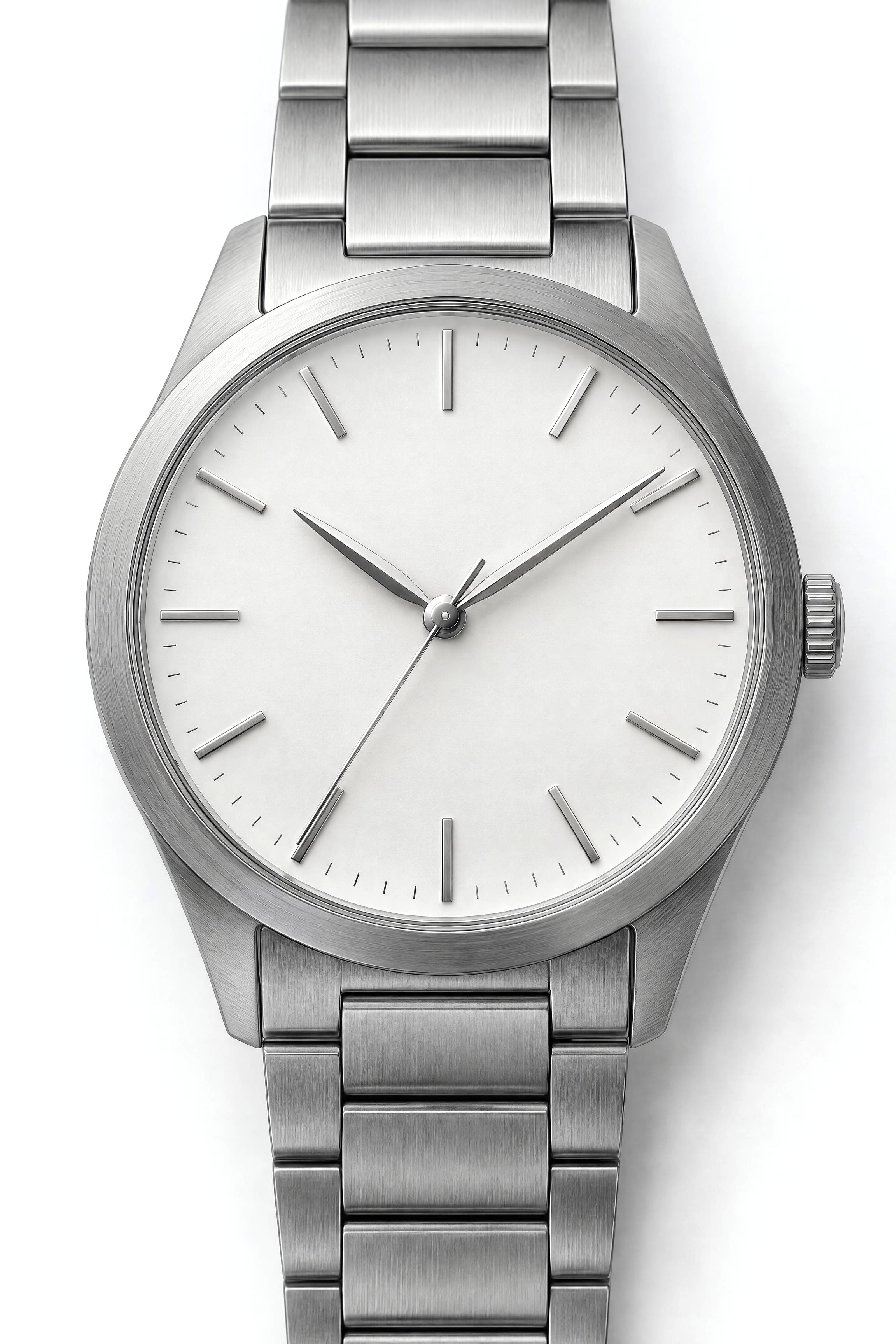 Brushed Steel Watch — Steel / Bone