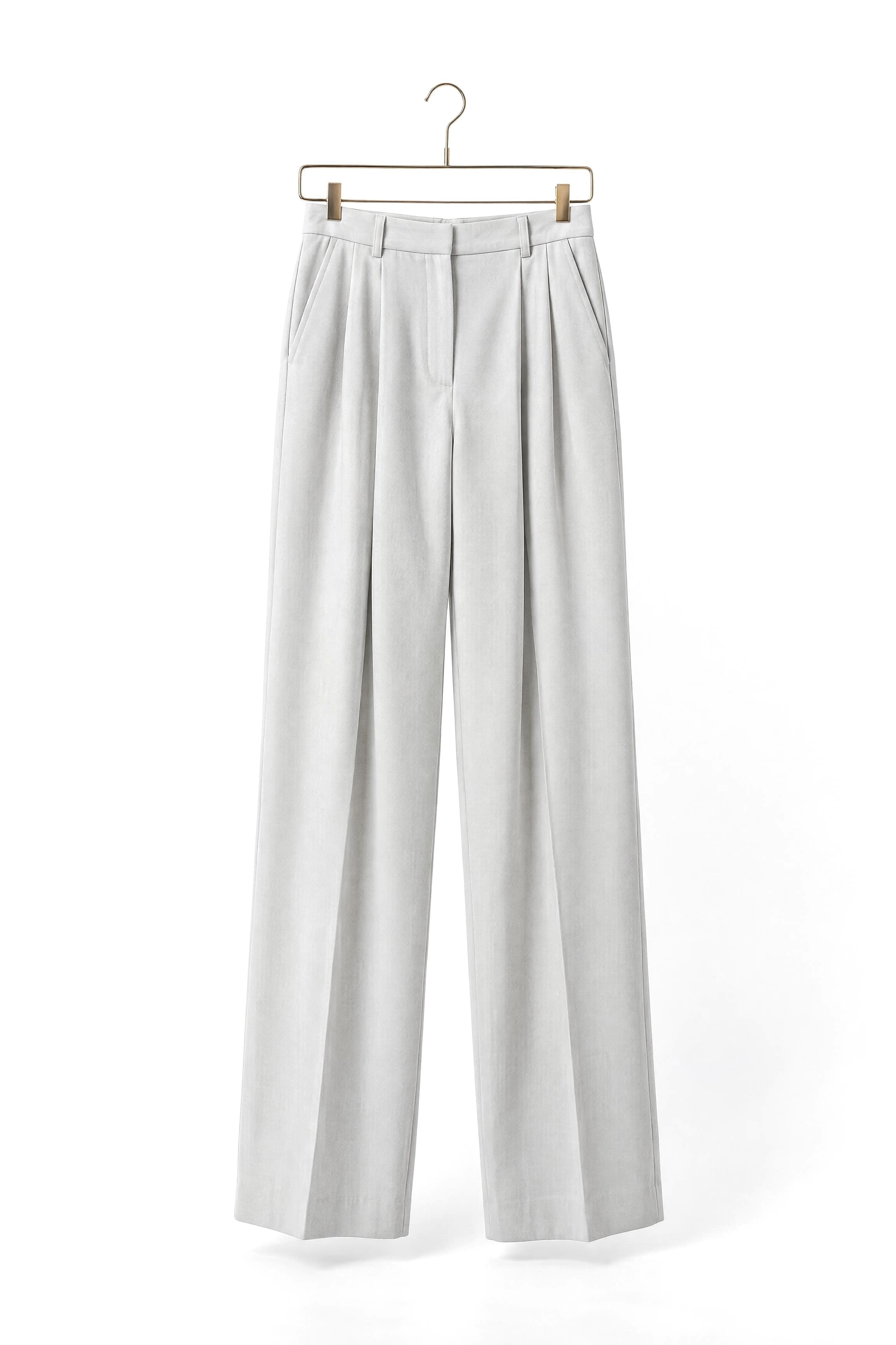 Pleated Wide-Leg Trouser — Chalk