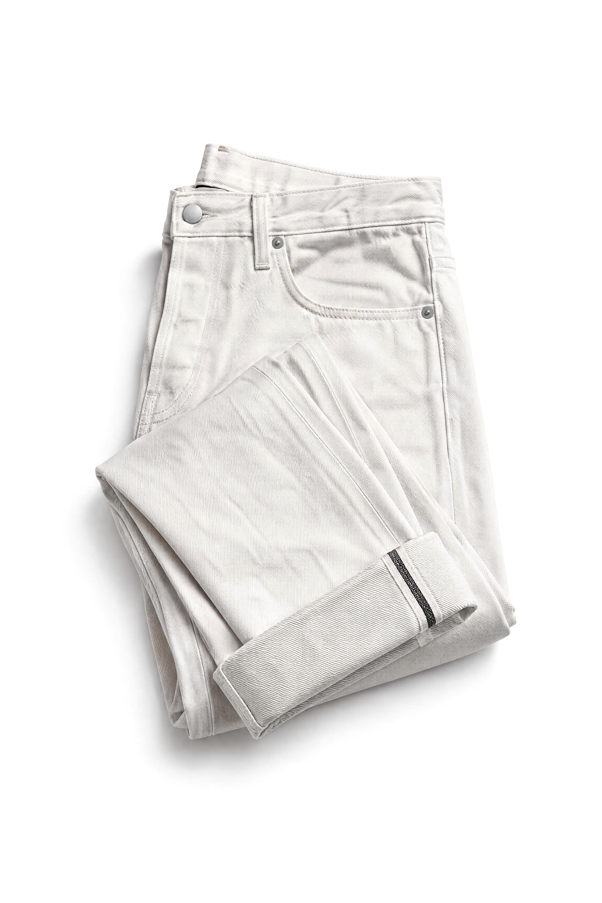 Washed Denim, High Rise — Ecru